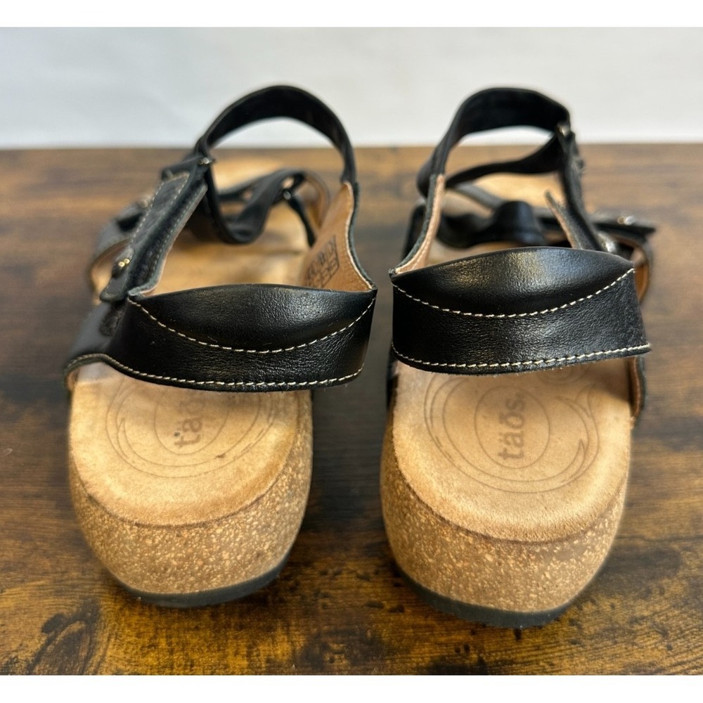 Taos Universe Black Leather Backstrap Sandals Adjustable Size 8-8.5 EUR 39 - Picture 7 of 12